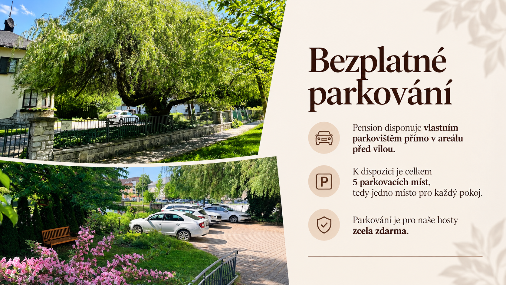Bezplatné parkování v pensionu Villa Ancora